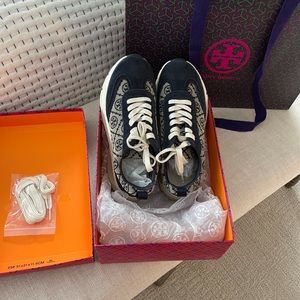 Tory Burch Navy Monogram Sneakers. Sold out!